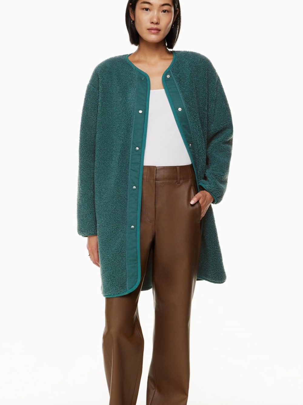 Wilfred free long liner sherpa XL Teal Sherpa Coat